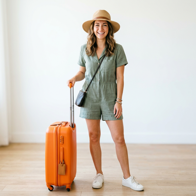 Happy traveler ready for adventure